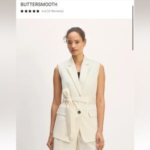 Everlane Cream Sleeveless blazer